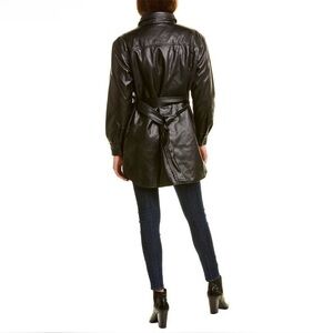 NVLT Vegan Leather Jacket Quilted Lining Black Leather Belt, Women’s Sz S